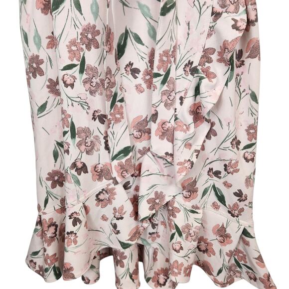 Calvin Klein Women's Short Sleeve Ruffle Hem Tie Belted Dress Pink Size 10 - Picture 7 of 11